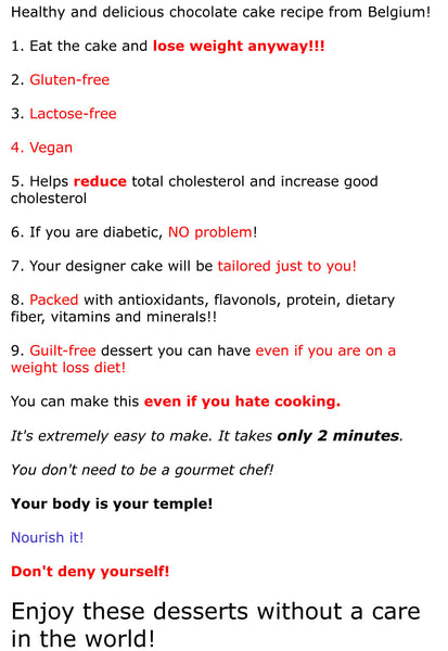 Delicious, healthy, gluten-free, vegan chocolate cake recipe from Belgium